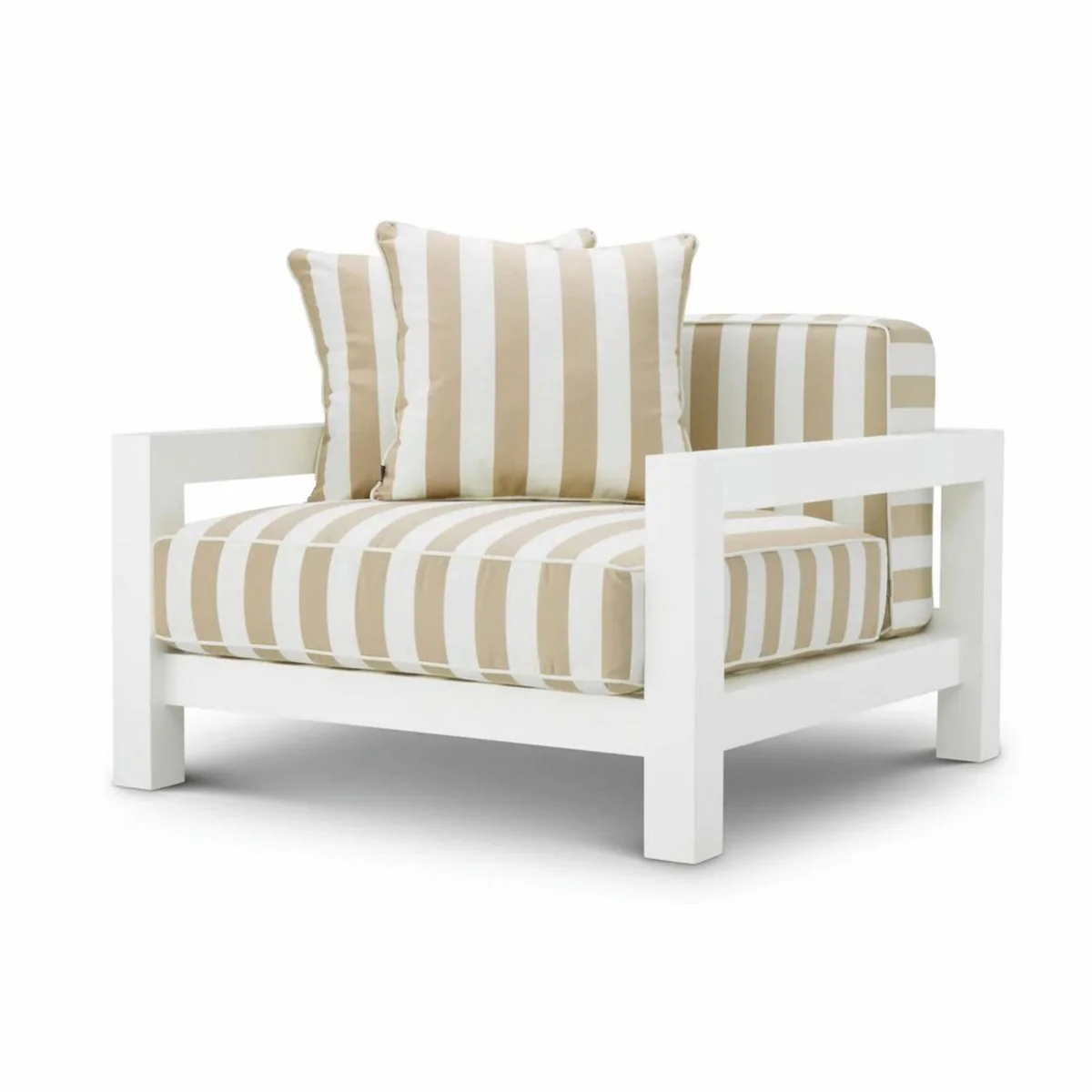 Casa Padrino sill¨®n de jard¨ªn de lujo para exterior blanco mate / beige 101 cm - Muebles de jard¨ªn de lujo
