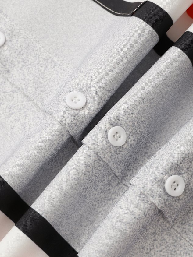 Striped Chest Pocket Short Sleeve Bowling Shirt