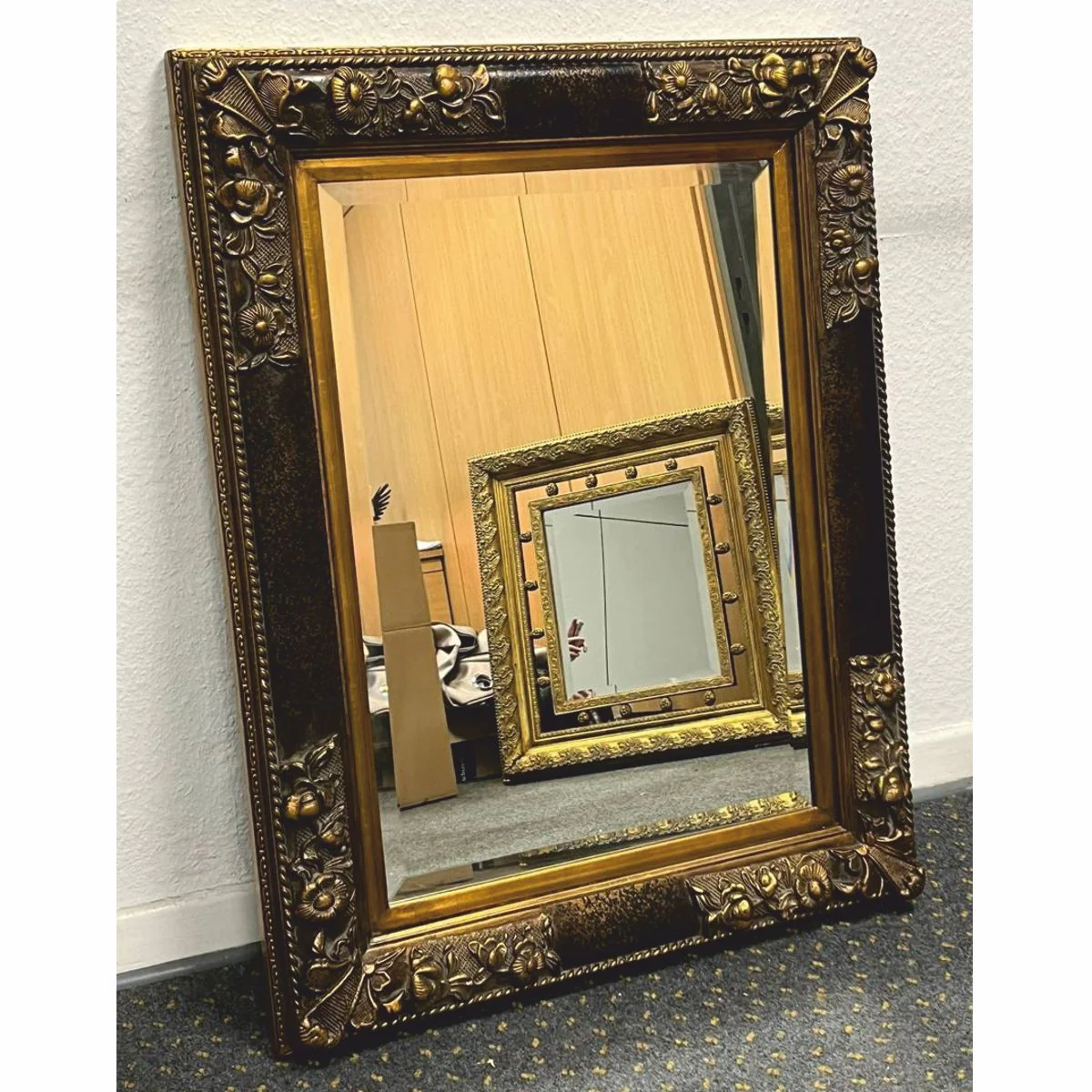 Casa Padrino espejo barroco negro / oro antiguo A. 94 cm - Muebles de estilo barroco