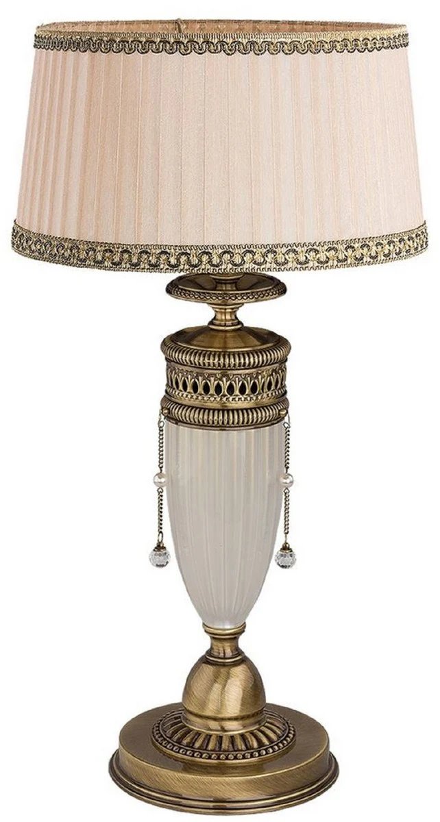 Casa Padrino l¨¢mpara de mesa barroco de lujo lat¨®n con p¨¢tina / blanco / beige A. 54 cm