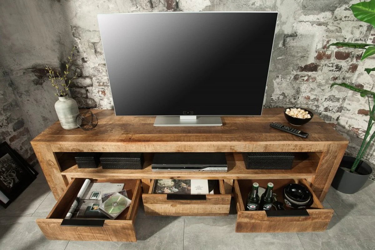 Casa Padrino Designer TV Cabinet Nature W.170cm x H.45cm x D.45cm - Aparador - Cómoda - ¡Hecho a mano en madera maciza Mango!