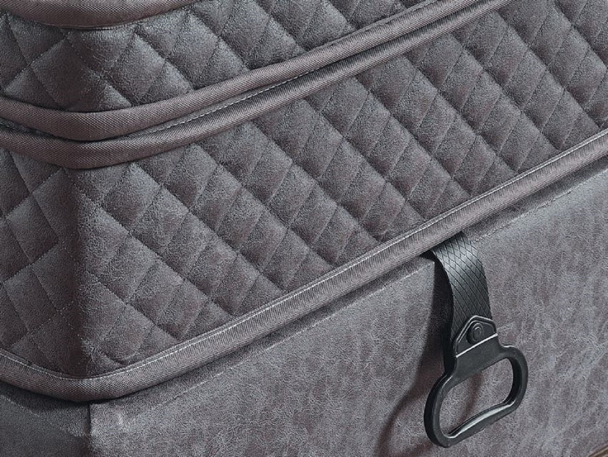 Casa Padrino cama doble de lujo gris / blanco / plata 180 x 200 cm - Cama de madera maciza con cabecero y colchón - Muebles dormitorio - Muebles hotel - Muebles de lujo - Interior de lujo