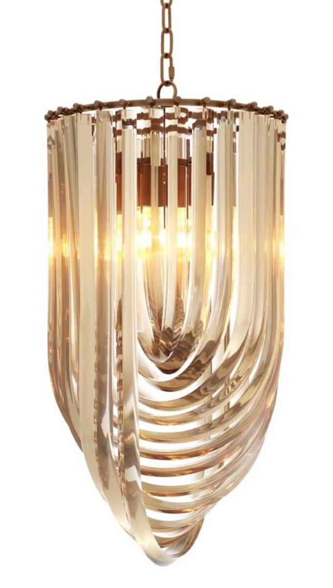 Casa Padrino araña de lujo champán / latón antiguo Ø 35 x H. 65 cm - Colección de Lujo