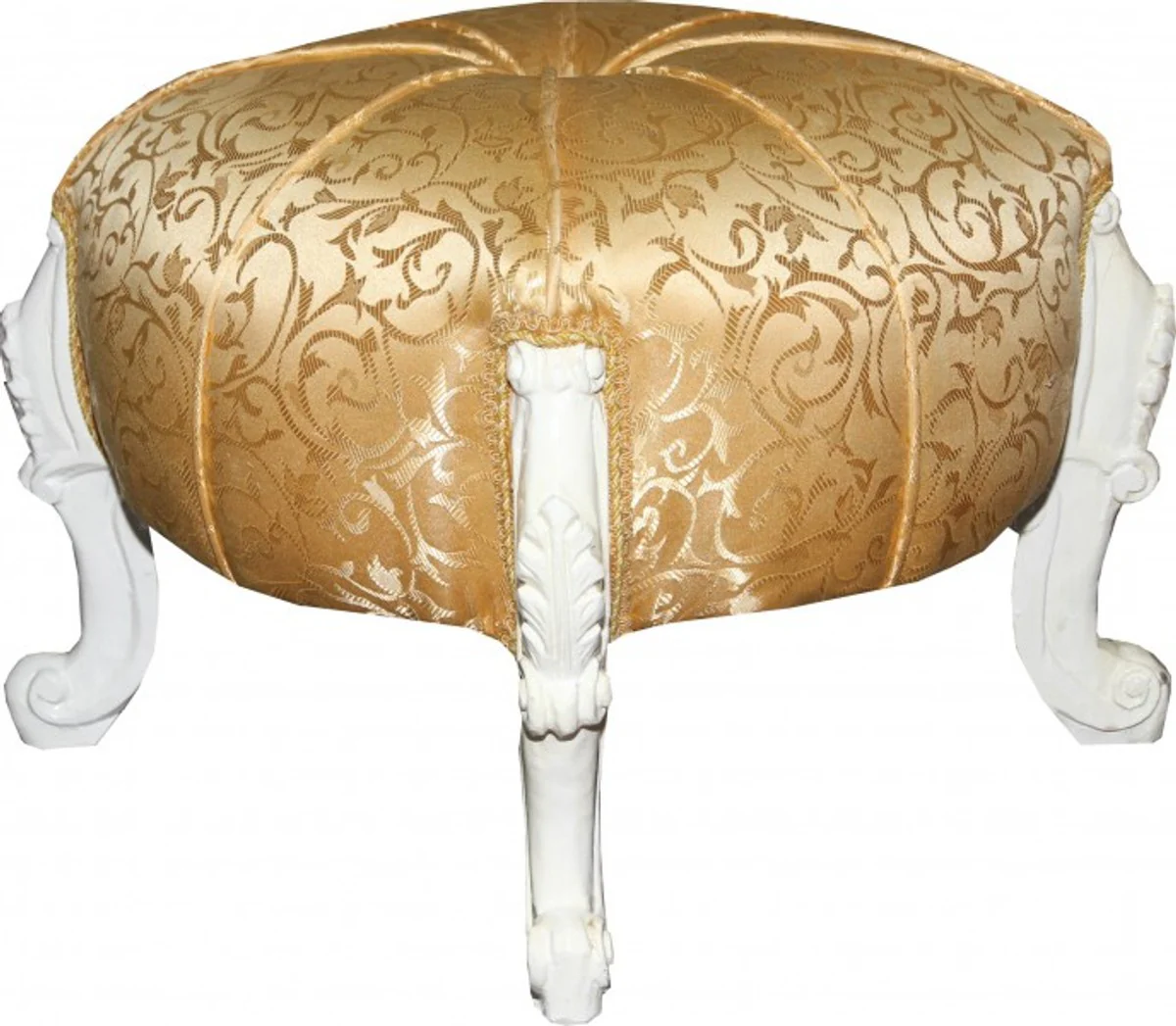 Casa Padrino barroco de heces - taburete redondo - modelo del oro / blanco - muebles barrocos