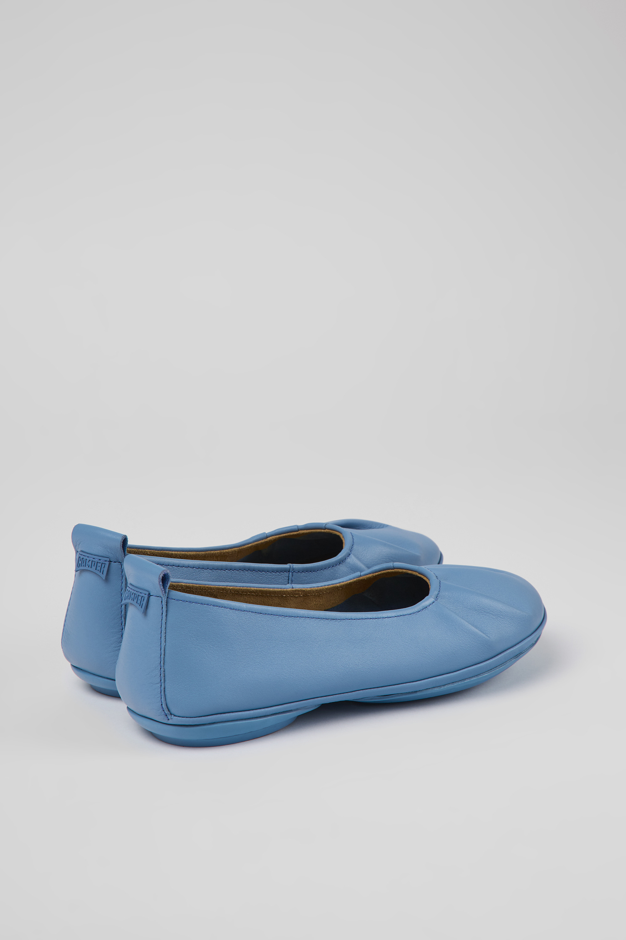 Right - Blue leather ballerinas for women