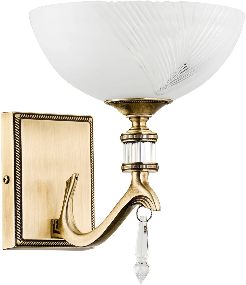 Casa Padrino l¨¢mpara de pared de cristal barroco de lujo lat¨®n con p¨¢tina / blanco A. 21 cm