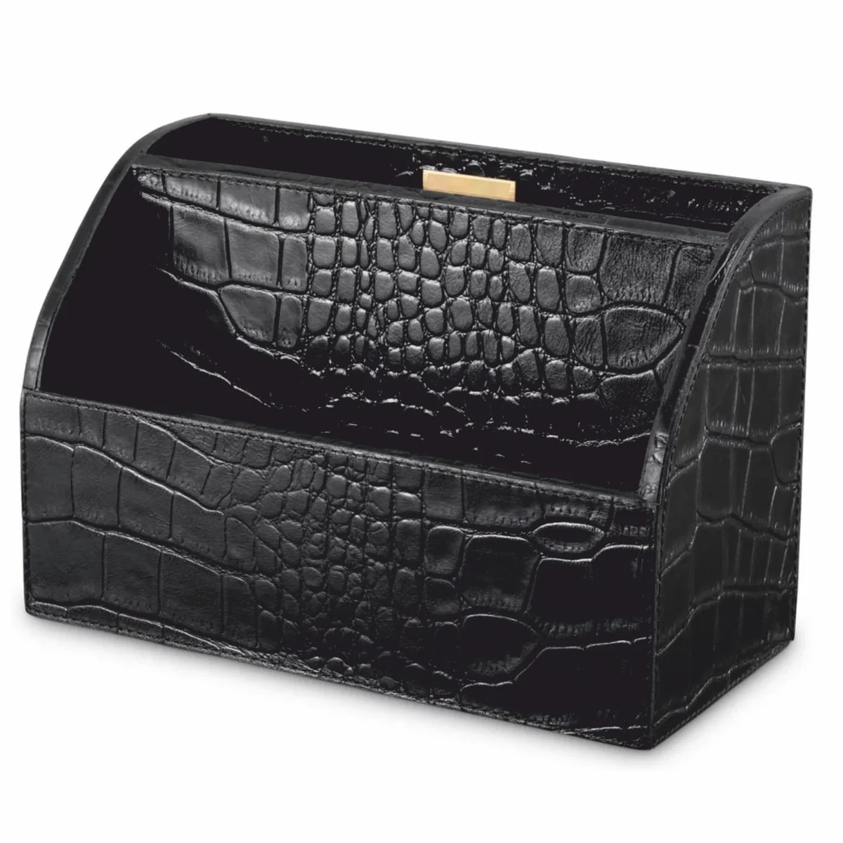 Casa Padrino Conjunto de Escritorio de Lujo en Cuero Genuino Negro - Accesorios de Escritorio