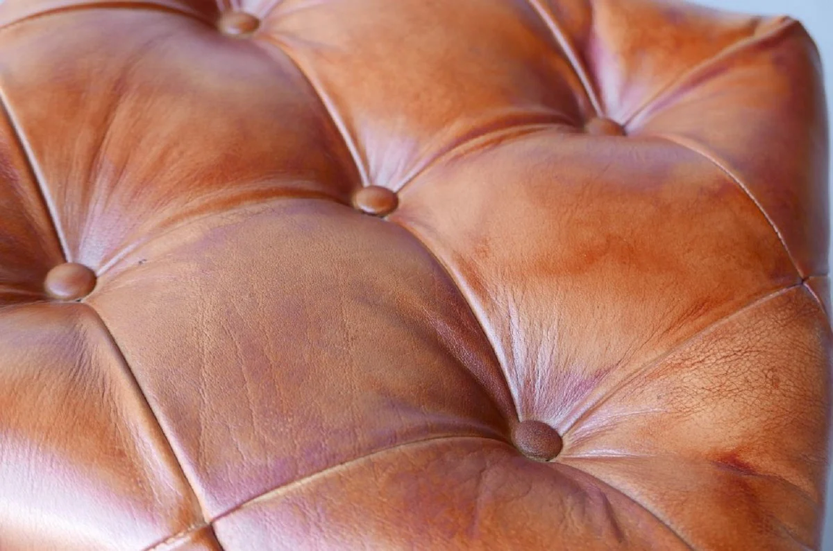 Casa Padrino taburete de cuero Chesterfield de lujo 40 x 40 x A. 45 cm - Diferentes Colores - Reposapi¨¦s de piel genuina - Muebles de Sal¨®n Chesterfield