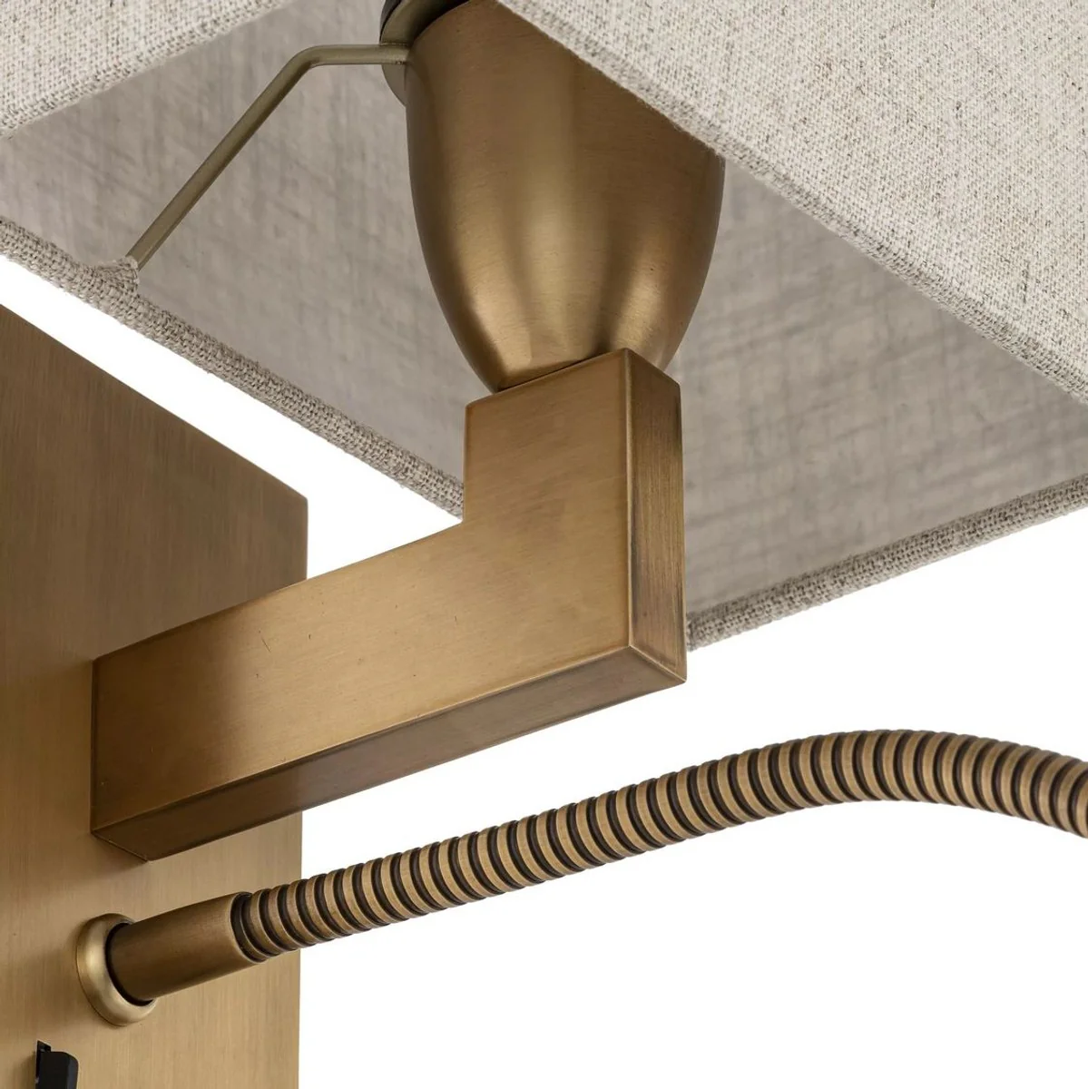 Casa Padrino lámpara de pared de lujo latón antiguo / beige 19 x 17 x A. 32 cm - Lámpara de pared con luz de lectura LED giratoria - Luces de hotel - Luces de pared de lujo - Calidad de lujo