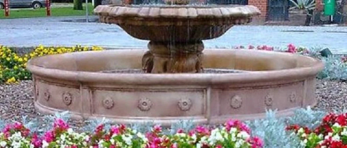 Casa Padrino borde de fuente barroco marrón Ø 265 x A. 40 cm - Borde de fuente de jardín redondo - Magnífica decoración de jardín en estilo barroco