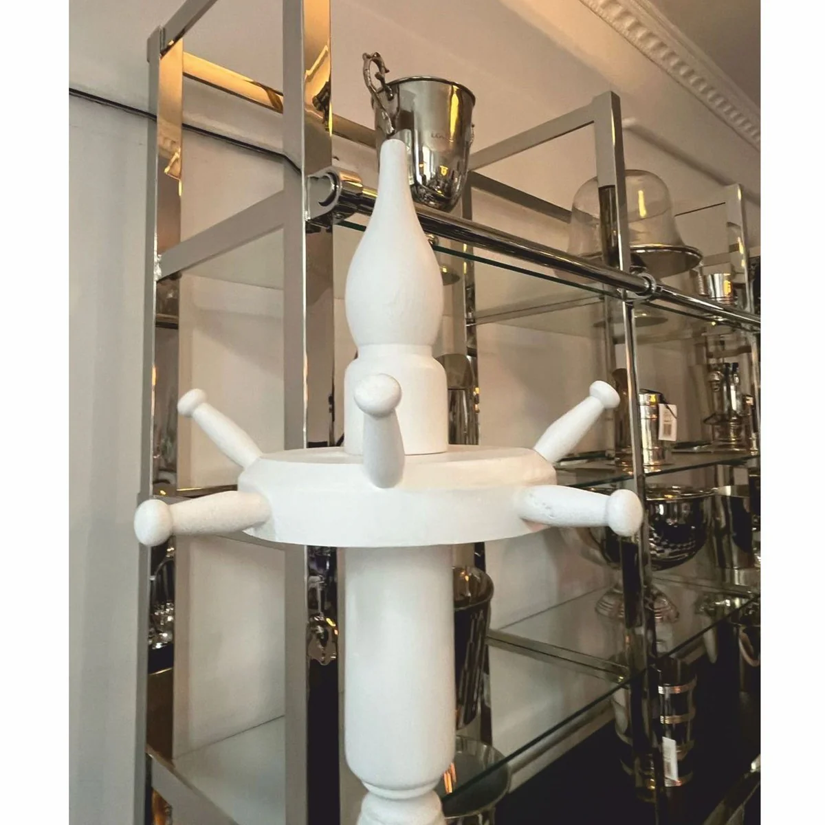 Casa Padrino perchero de estilo campestre blanco A. 200 cm - Mueble armario