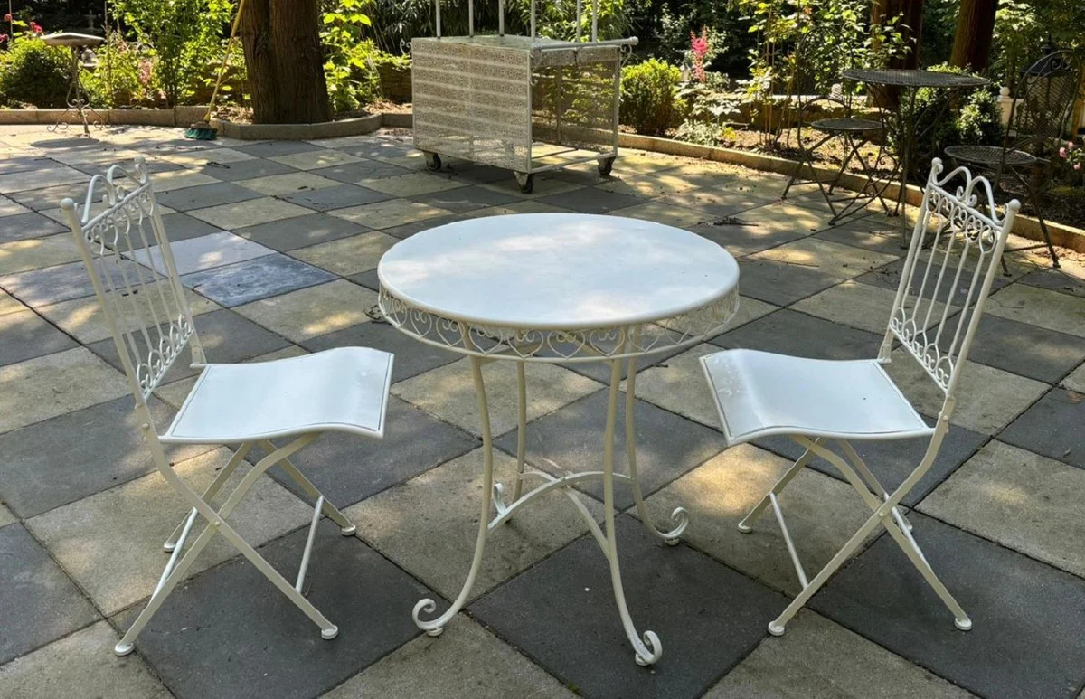 Casa Padrino conjunto de muebles de jard¨ªn Art Nouveau de metal blanco - Muebles de Jard¨ªn Barrocos y Art Nouveau