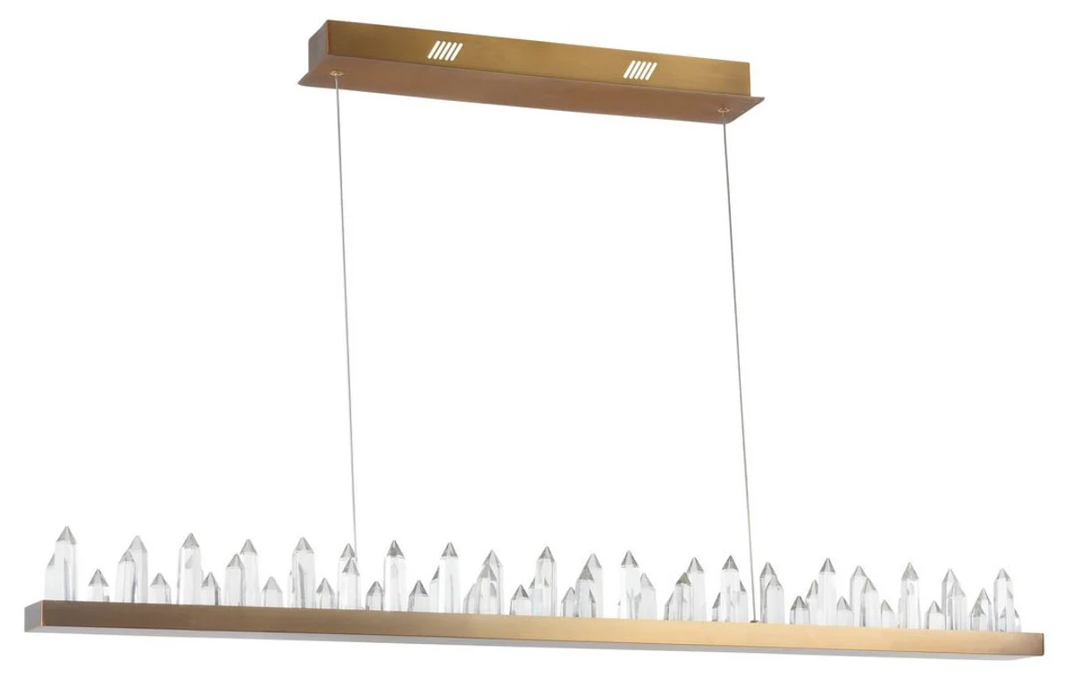 Casa Padrino LED pendant lamp with brass colored metal frame and crystal jagged 115 x 9 x H. 10.4 cm - Living Room Furniture