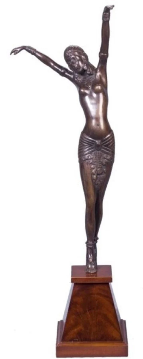 Casa Padrino Figura de Bronce de Lujo Cleopatra Bronce / Marrón 15 x 15 x H. 71 cm - Deco Figura sobre Base de Madera