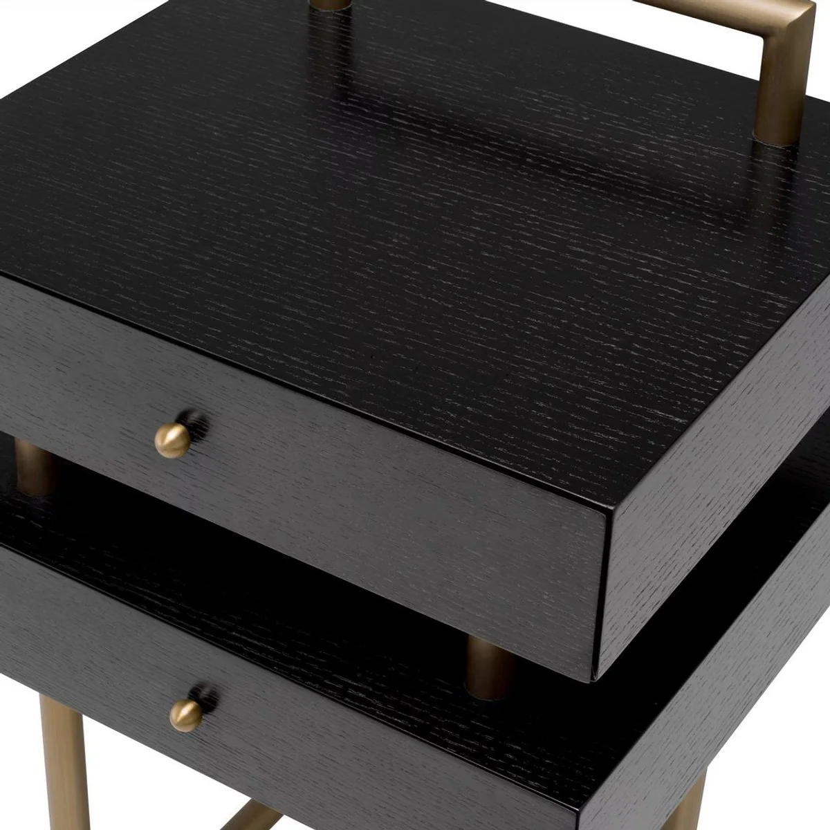 Casa Padrino Mesa Auxiliar de Lujo con 2 Cajones Lat¨®n / Marr¨®n Oscuro 50 x 44 x A. 79 cm - Muebles de Sal¨®n - Interiores de Sal¨®n - Muebles de Lujo - Interiores de Lujo - Calidad de Lujo