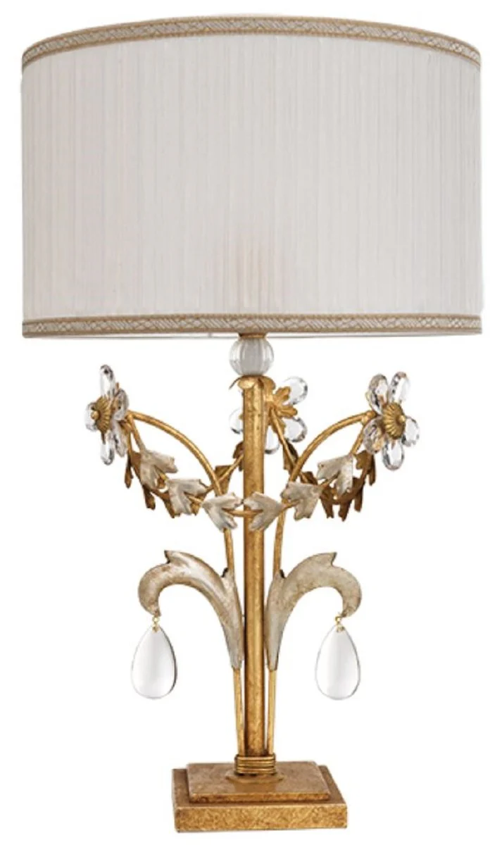 Casa Padrino lámpara de mesa de cristal barroco de lujo oro antiguo / plata antiguo Ø 30 x A. 50 cm - Magnífica lámpara de escritorio estilo barroco con cristal de bohemia - Hecho en Italia
