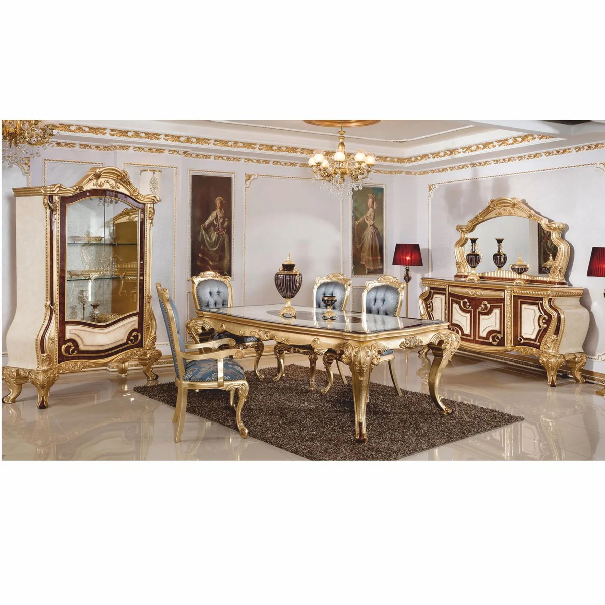 Casa Padrino vitrina barroco de lujo blanco / marr¨®n / oro A. 220 cm - Muebles barrocos