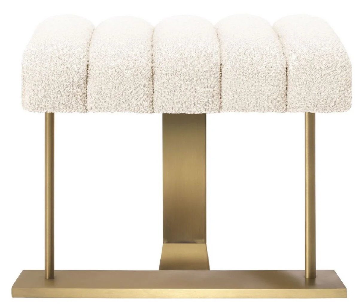 Casa Padrino taburete de lujo crema / lat¨®n 62 x 46 x A. 45 cm - Taburete tapizado con estructura de acero inoxidable - Muebles de Sal¨®n y Hotel de Lujo - Calidad de Lujo