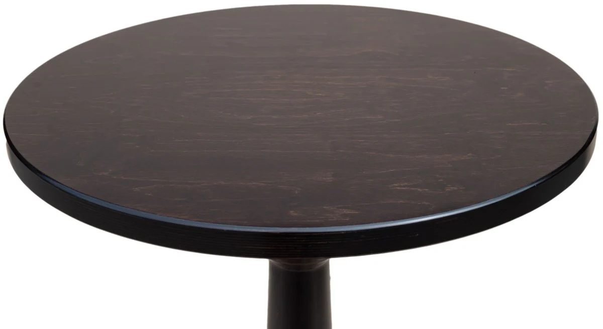 Casa Padrino mesa de bar de lujo con reposapi¨¦s marr¨®n oscuro ? 75 x A. 110 cm - Mesa redonda de madera maciza - Muebles de madera maciza - Mobiliario de bar - Mobiliario de gastronom¨ªa