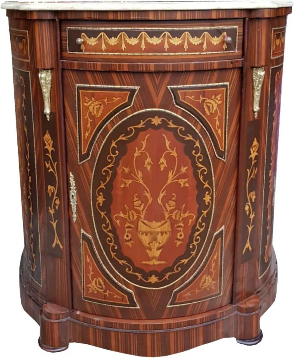 Casa Padrino Empire dressers cabinet with marble top inlaid mahogany - Baroque Furniture Chest