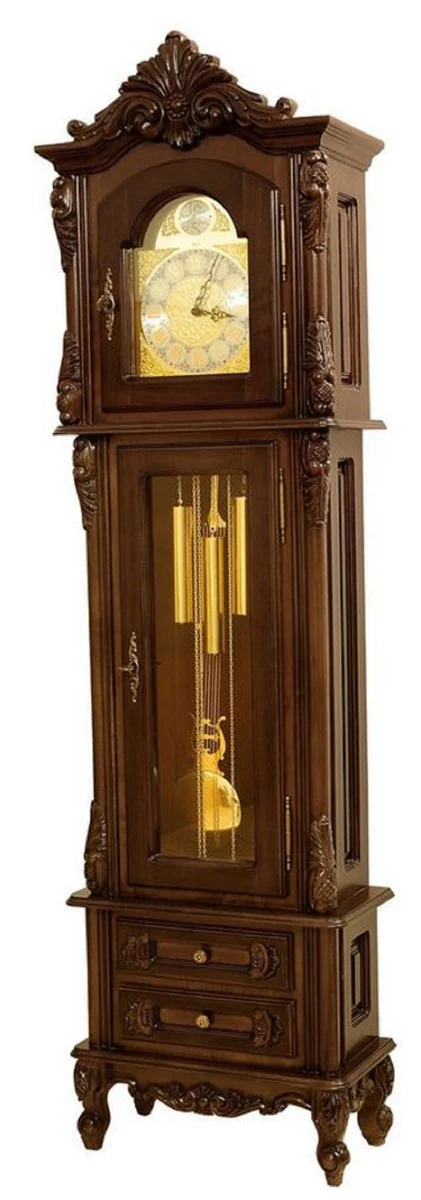 Casa Padrino reloj de abuelo barroco de lujo marr¨®n oscuro / oro - Magn¨ªfico reloj de p¨¦ndulo de madera maciza de estilo barroco - Muebles de lujo de estilo barroco - Muebles barrocos