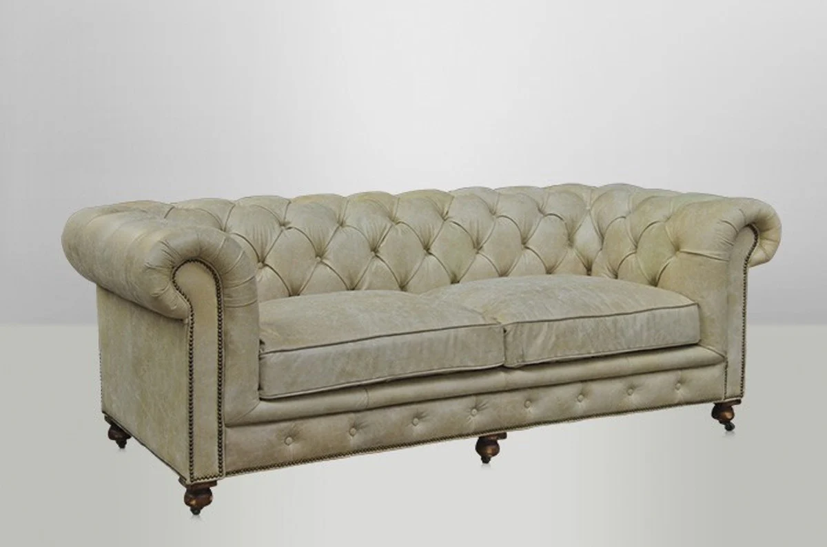 Chesterfield Luxus Echt Leder Sofa 2.5 Seater Vintage Leder von Casa Padrino Galata Sawia
