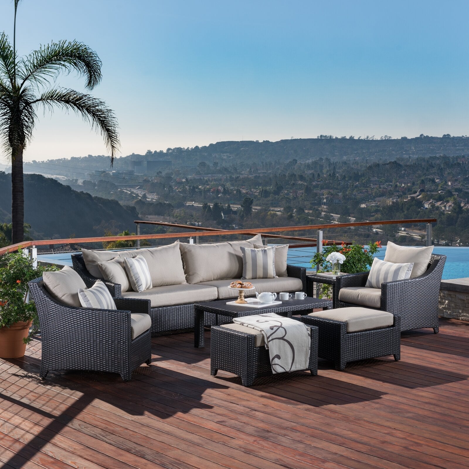 Northridge Wicker/Rattan 7 - Person Seating Group with Cushions