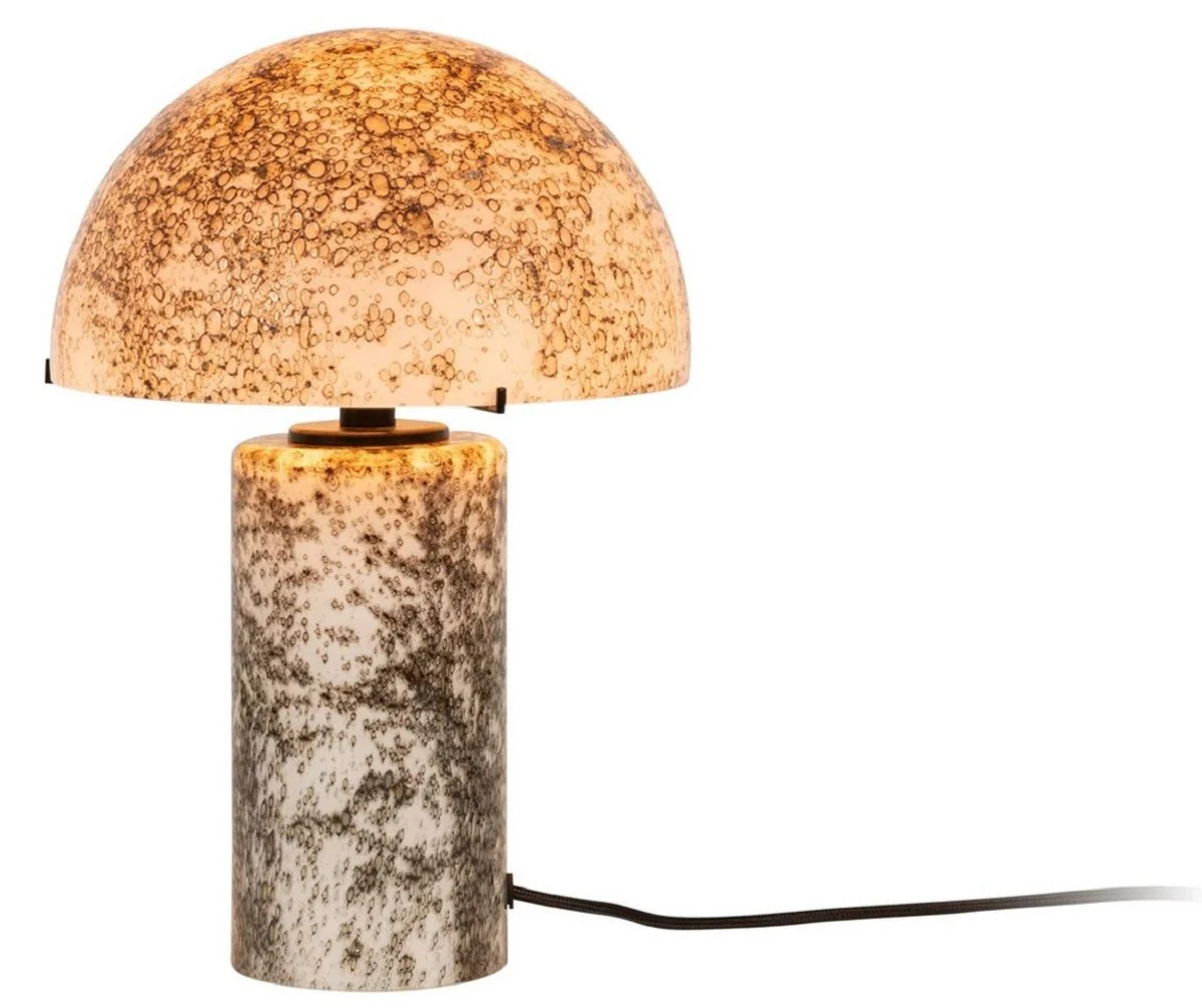 Casa Padrino l¨¢mpara de mesa de vidrio de lujo blanco / gris A. 36 cm - L¨¢mpara de escritorio redonda