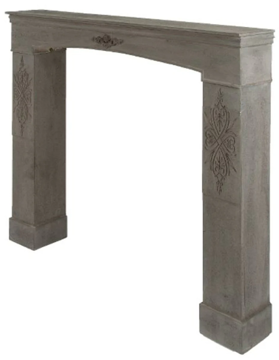 Casa Padrino Country Style Fireplace Surround Antique Gray Brown 113 x 19 x H. 101 cm - Handmade Shabby Chic Furniture