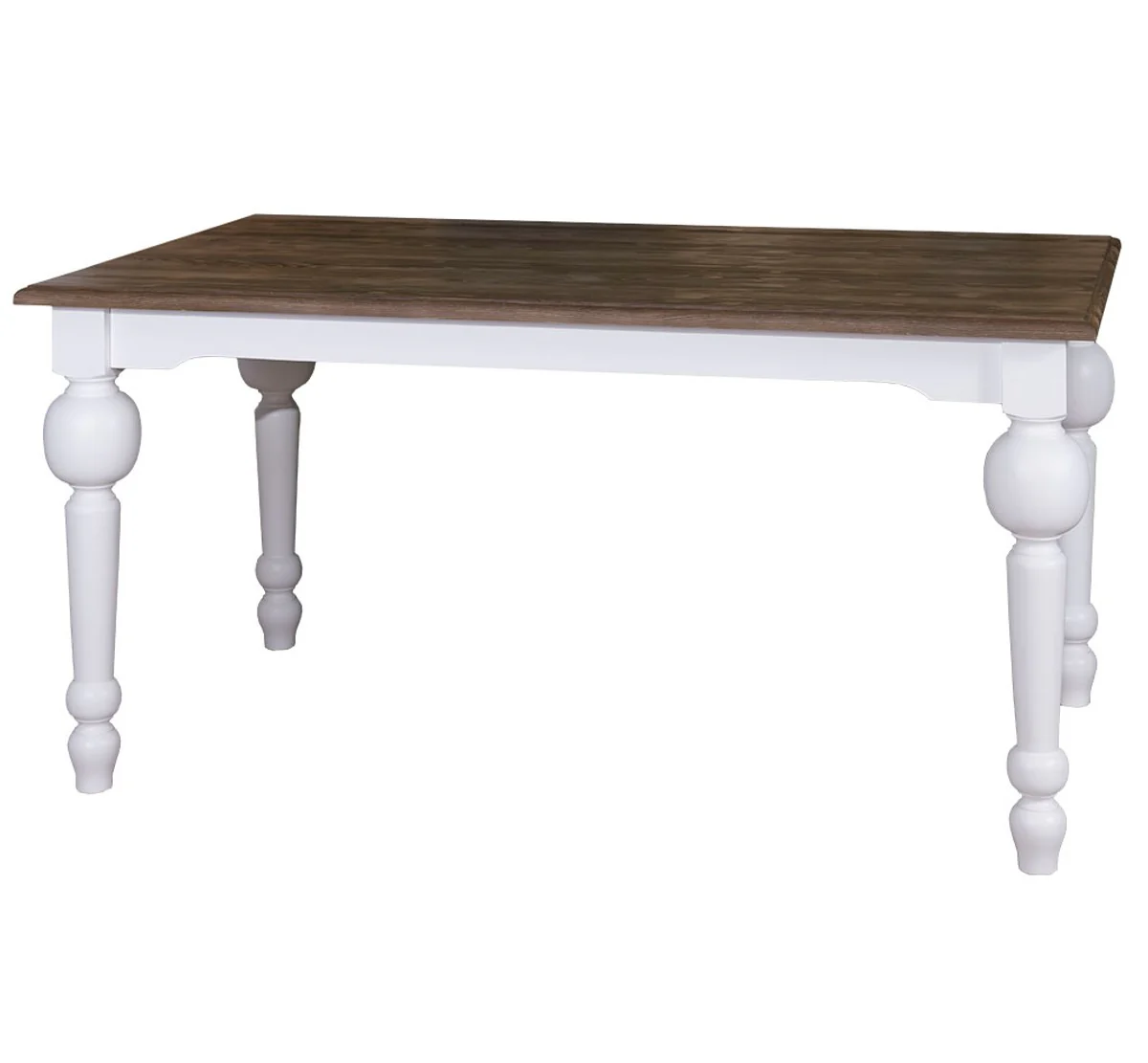 Casa Padrino mesa de comedor blanco / marrón oscuro 160 x 90 x H. 78 cm - muebles de estilo rural