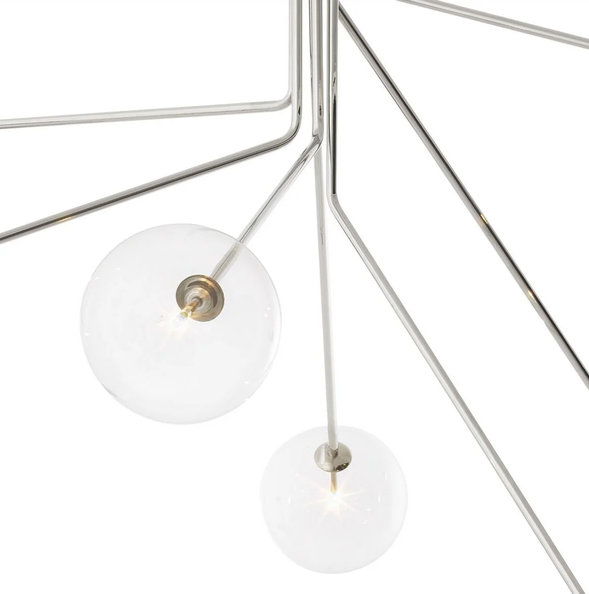 Casa Padrino lámpara de araña halógena de lujo plata 192 x 192 x A. 85 cm - Lámpara de araña moderna regulable con pantallas de vidrio redondas - Colección de Lujo