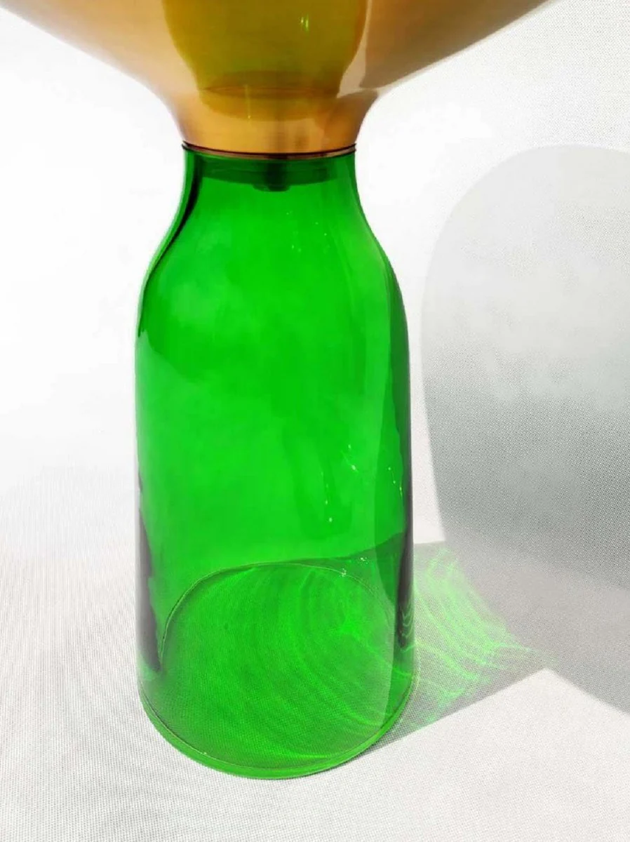 Casa Padrino mesa auxiliar de lujo negro / oro / verde ? 50 x A. 53 cm - Mesa redonda de vidrio - Muebles de sal¨®n - Muebles de lujo