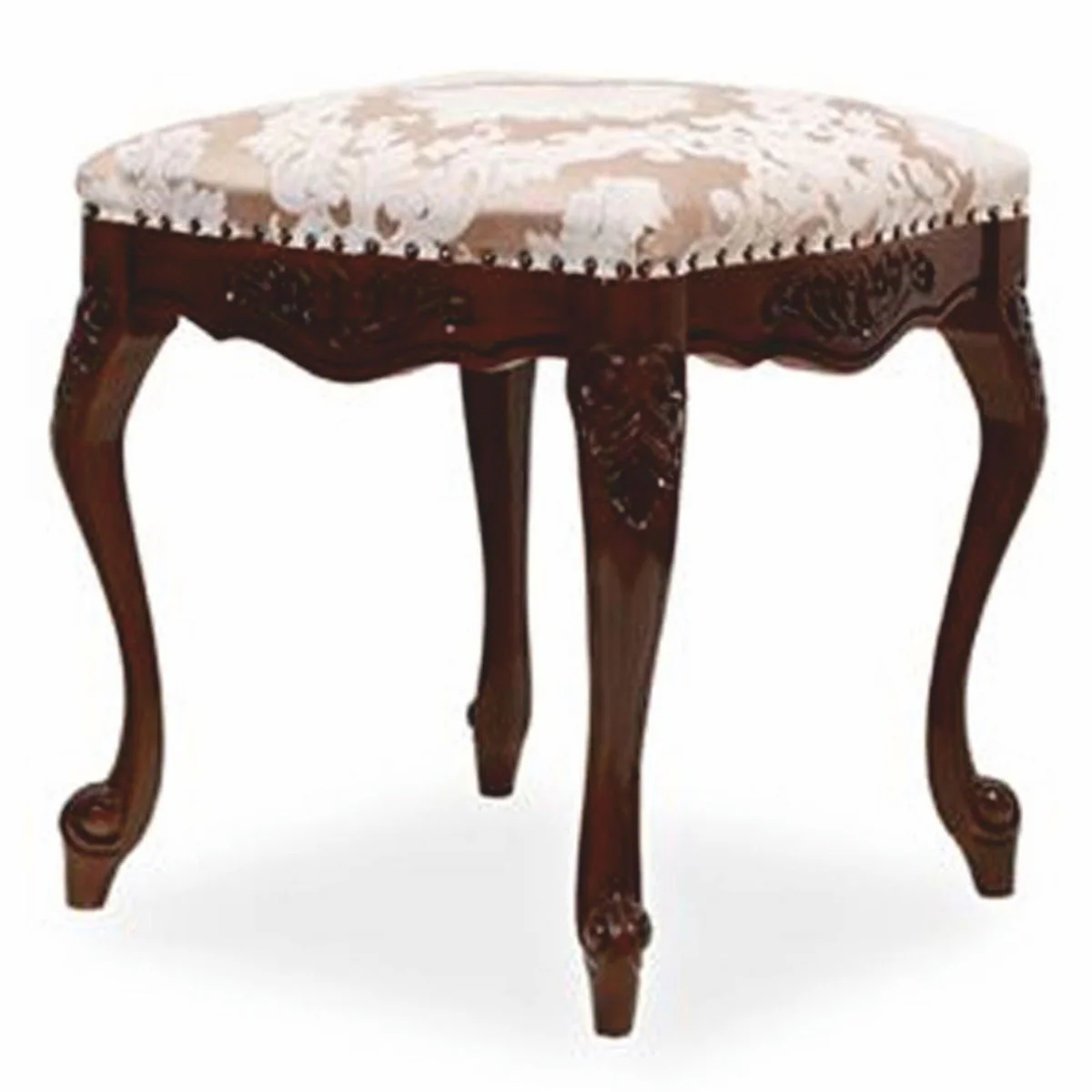 Casa Padrino Taburete Barroco de Lujo Cobre / Blanco / Marr¨®n Oscuro - Muebles Barrocos