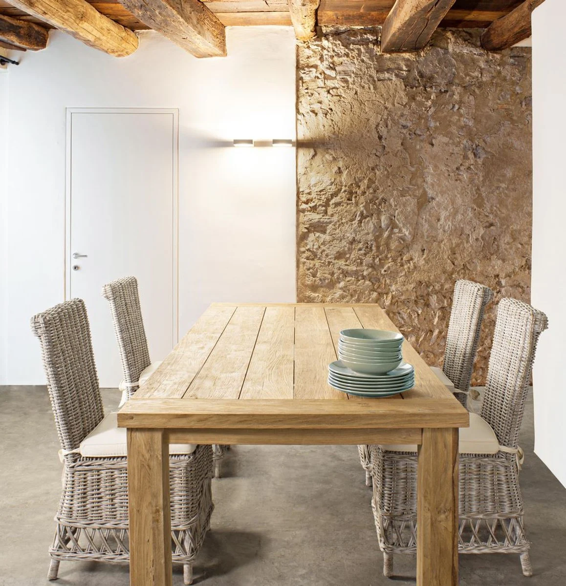 Casa Padrino mesa de jard¨ªn de lujo natural 240 x 100 x A. 77 cm - Mesa de jard¨ªn rectangular de teca reciclada - Muebles de jard¨ªn de teca - Muebles de jard¨ªn de lujo