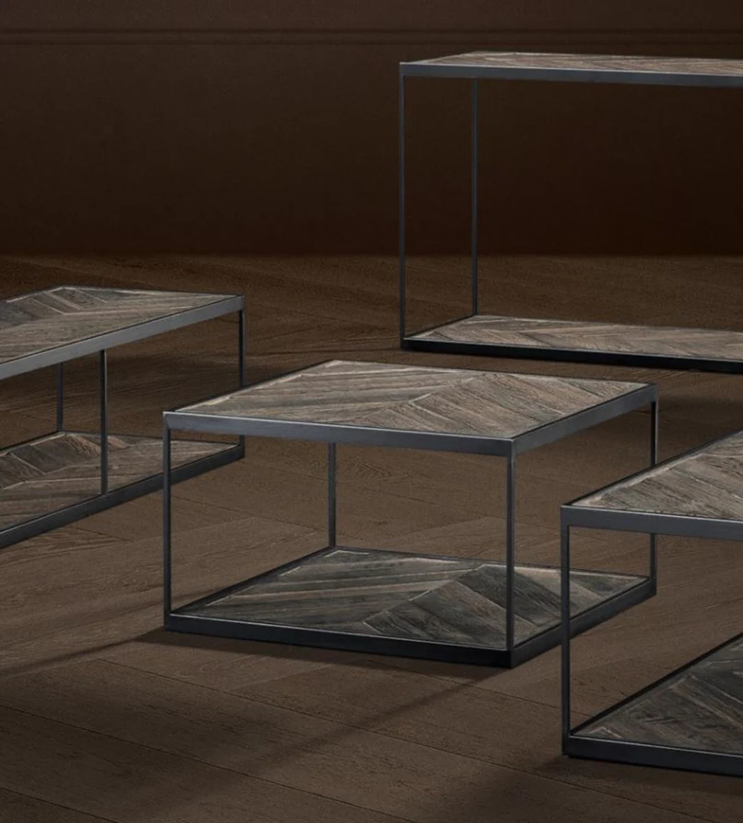 Casa Padrino mesa auxiliar dise?ador de acero galvanizado y resistido roble - colecci¨®n de lujo