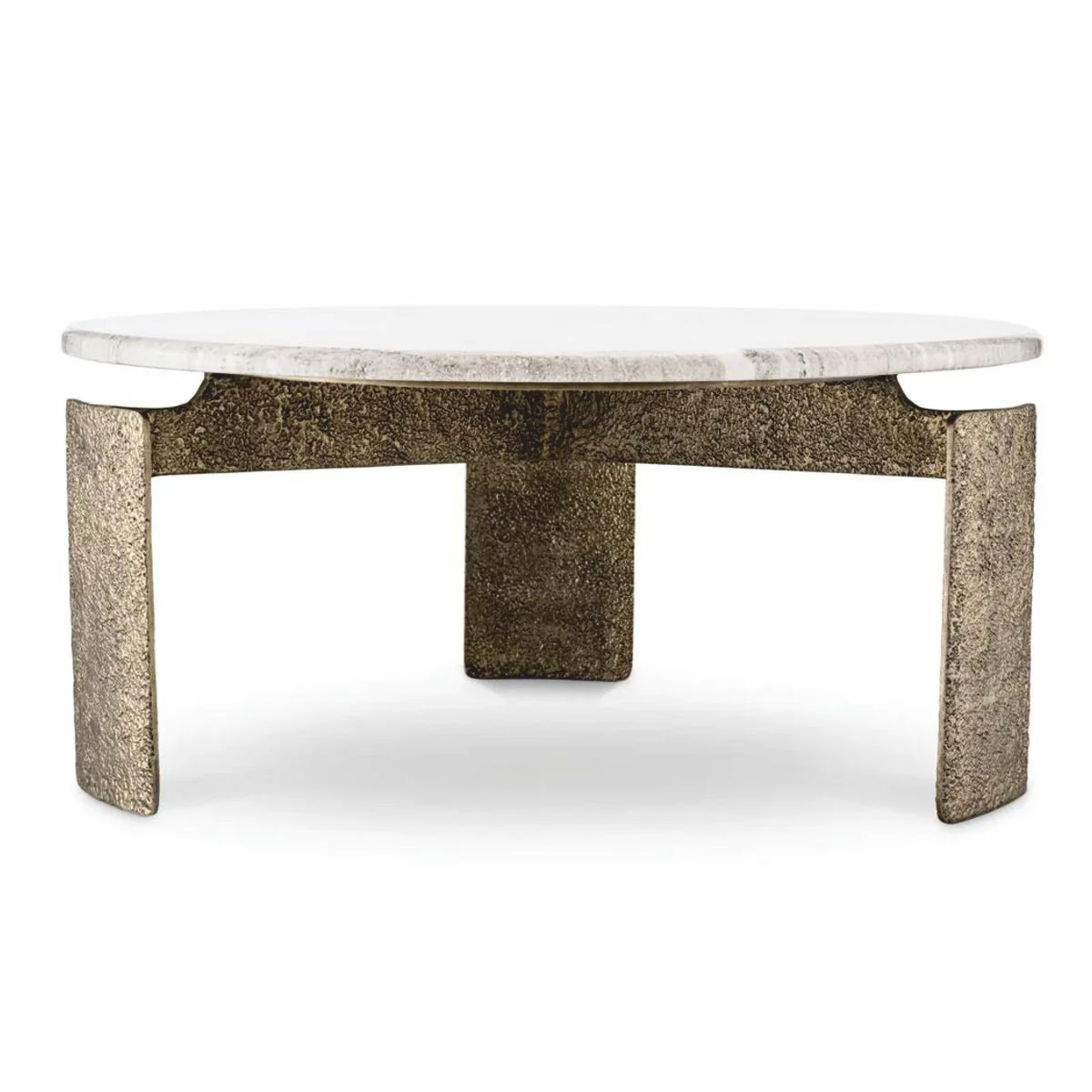 Casa Padrino mesa de centro de lujo con tapa de m¨¢rmol lat¨®n antiguo / beige ? 100 cm