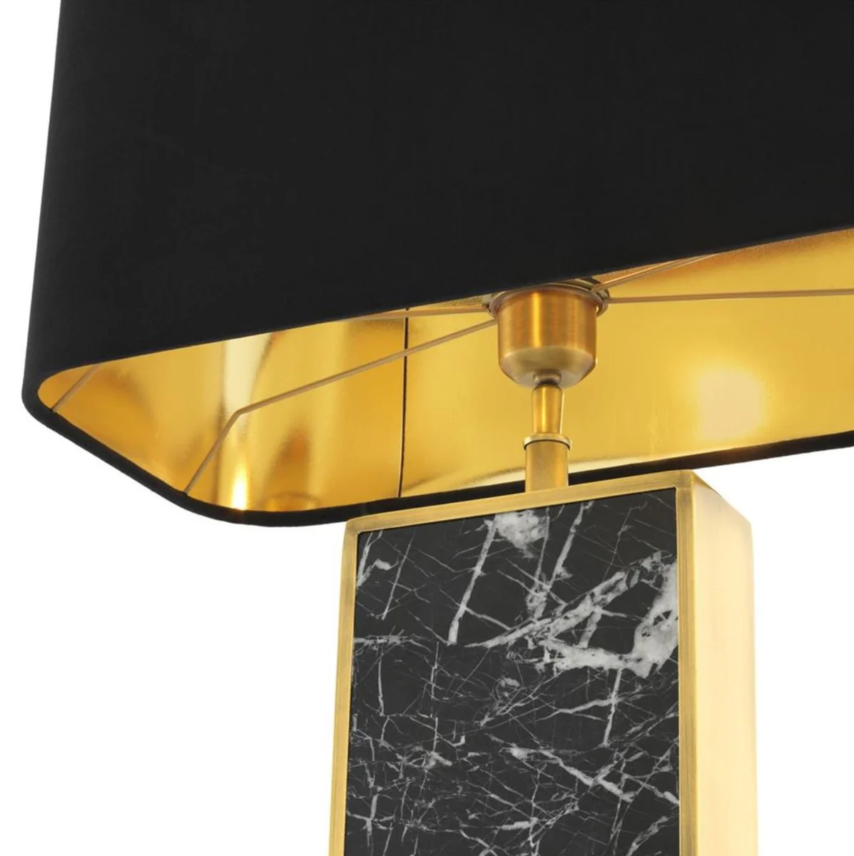 Casa Padrino lámpara de mesa de lujo latón antiguo / negro 46 x 22 x H. 66 cm - Colección de Lujo