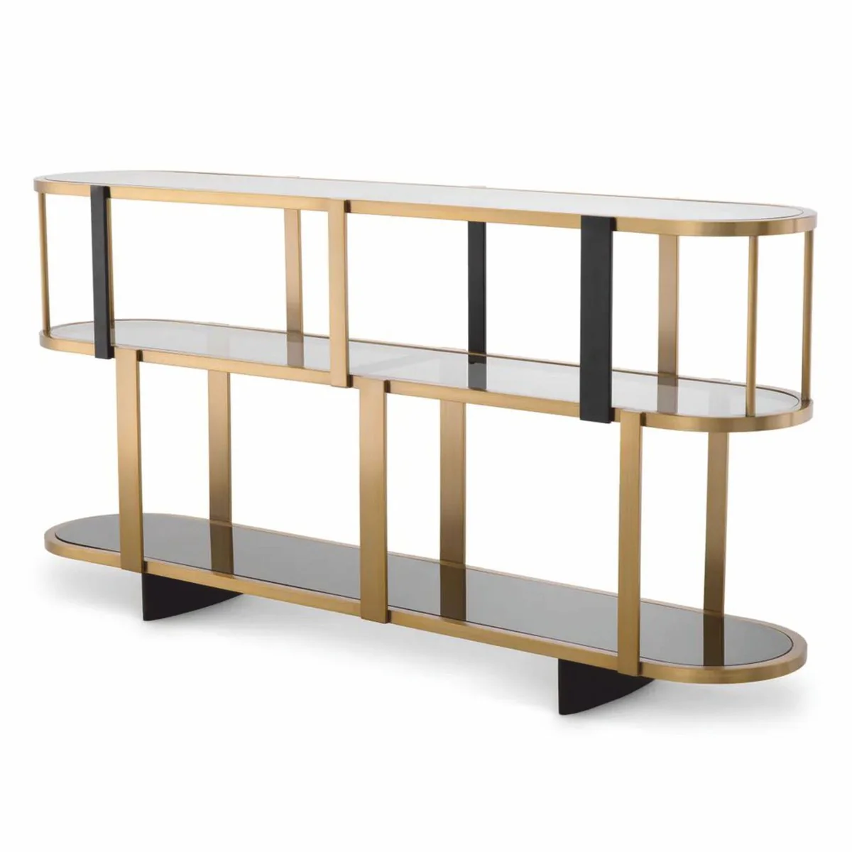 Casa Padrino consola de lujo en lat¨®n / negro / gris 180 cm - Muebles de lujo para hoteles