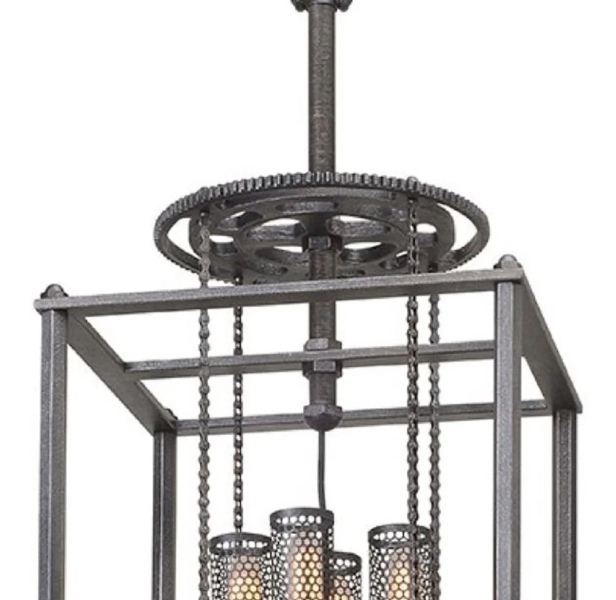 Casa Padrino lámpara colgante / lampara industrial de lujo estaño antiguo 41,9 x 41,9 x H. 97,2 cm - Colección de Lujo