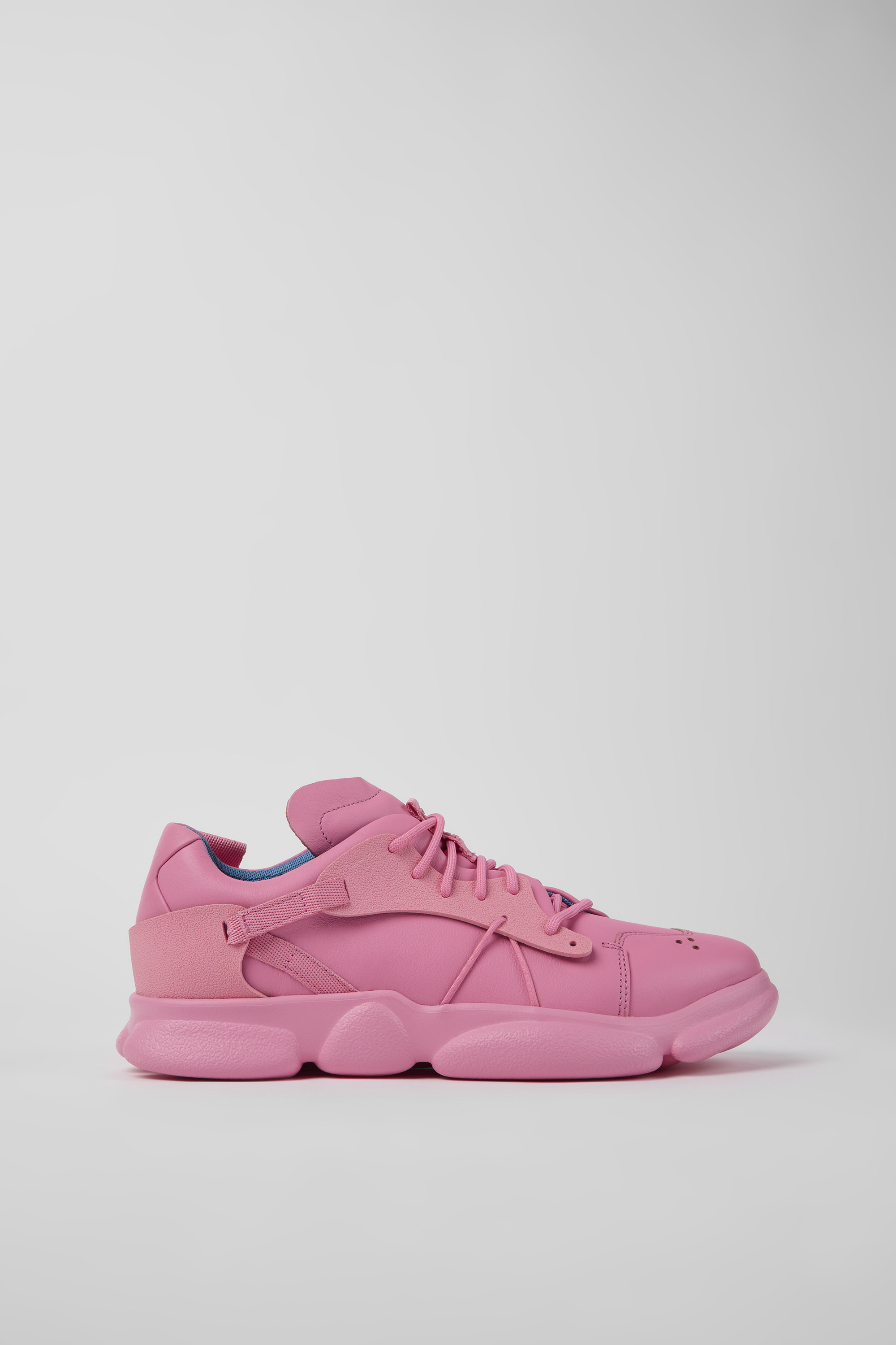 Karst - Pink leather and textile sneakers for men