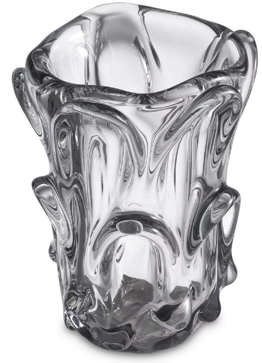 Casa Padrino florero de cristal de lujo transparente Ø 20 x A. 31 cm - Florero decorativo moderno - Accesorios Decorativos - Colección de Lujo