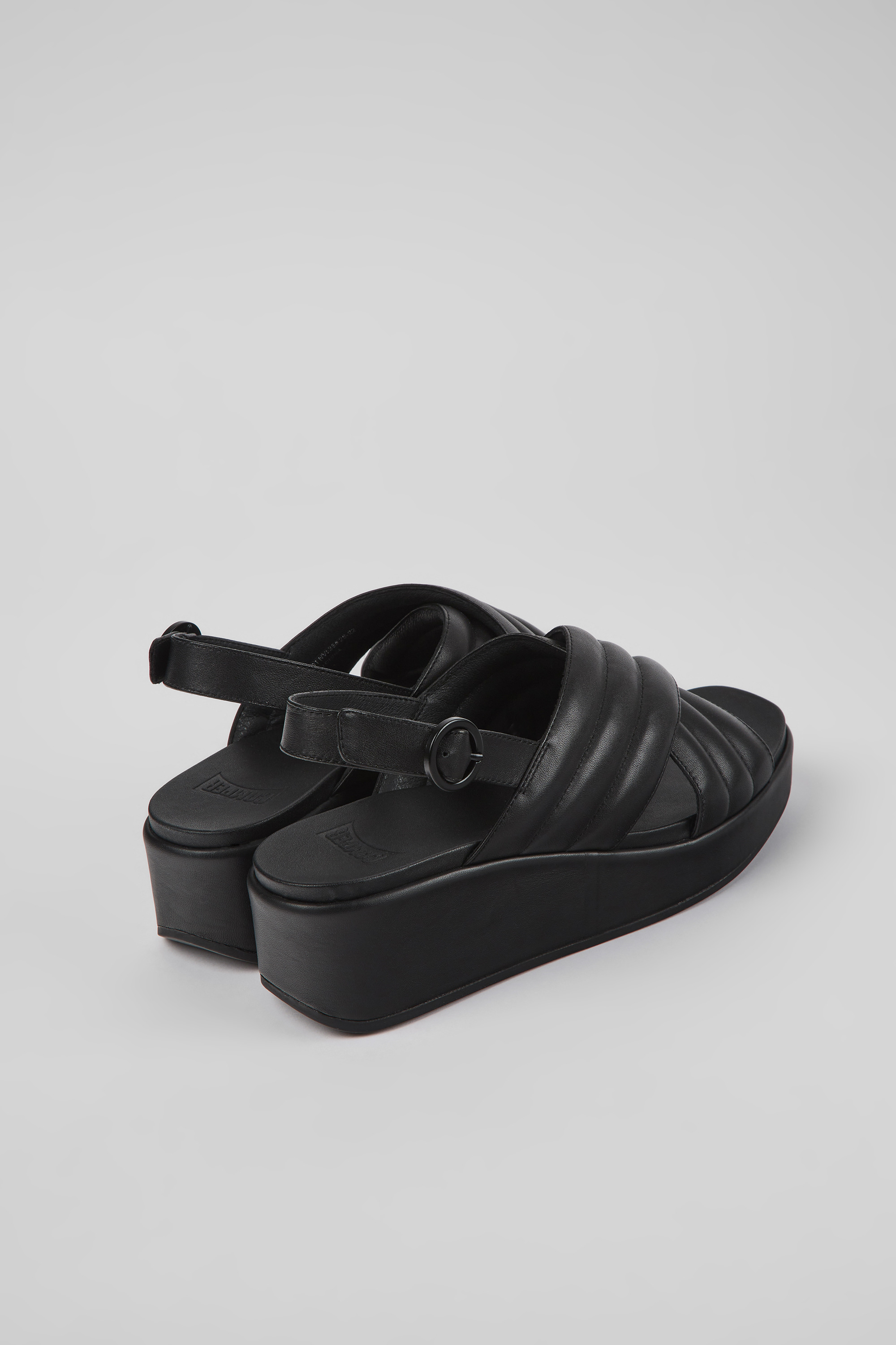 Misia - Black leather sandals for women