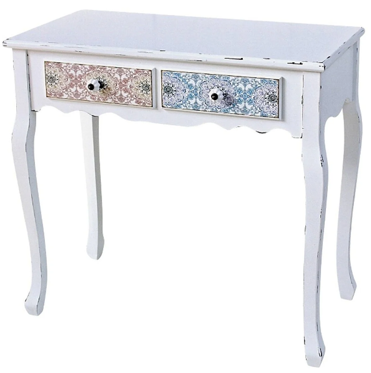 Casa Padrino Country Style Console Antique White / Multicolored 80 x 40 x H. 74 cm - Shabby Chic Furniture
