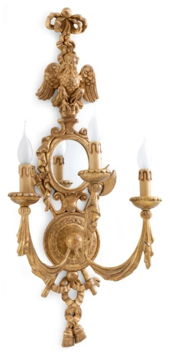 Casa Padrino lámpara de pared doble barroco de lujo con espejo oro antiguo 36 x 23 x A. 81 cm - Magnífica lámpara de pared estilo barroco - Noble y Magnífica - Calidad de Lujo - Hecho en Italia