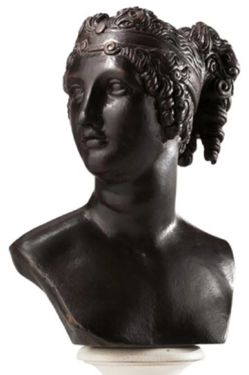 Casa Padrino busto Art Nouveau de lujo diosa negro / marrón - Escultura decorativa hecha a mano de madera maciza de alta calidad - Accesorios decorativos barrocos y Art Nouveau - Hecho en Italia