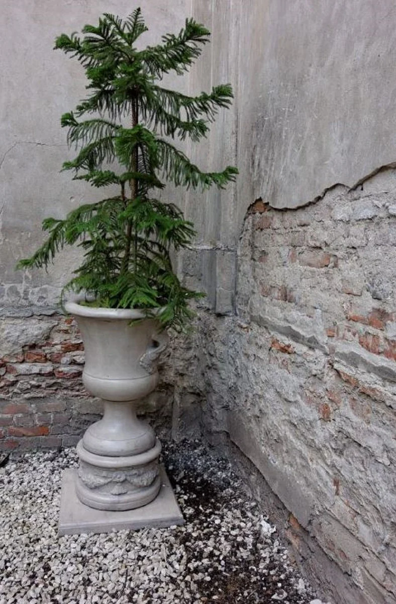 Casa Padrino maceta decorativo de jardín barroco gris Ø 54 x A. 77 cm - Magnífico macetero de estilo barroco - Accesorios de decoración de terrazas y jardines barrocos