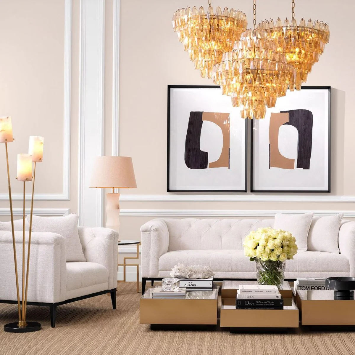 Casa Padrino sill¨®n Chesterfield de lujo con coj¨ªn blanco / bronce de ca?¨®n 103 x 97 x A. 75 cm - Sill¨®n de sal¨®n - Muebles de sal¨®n - Muebles Chesterfield - Interiores de lujo