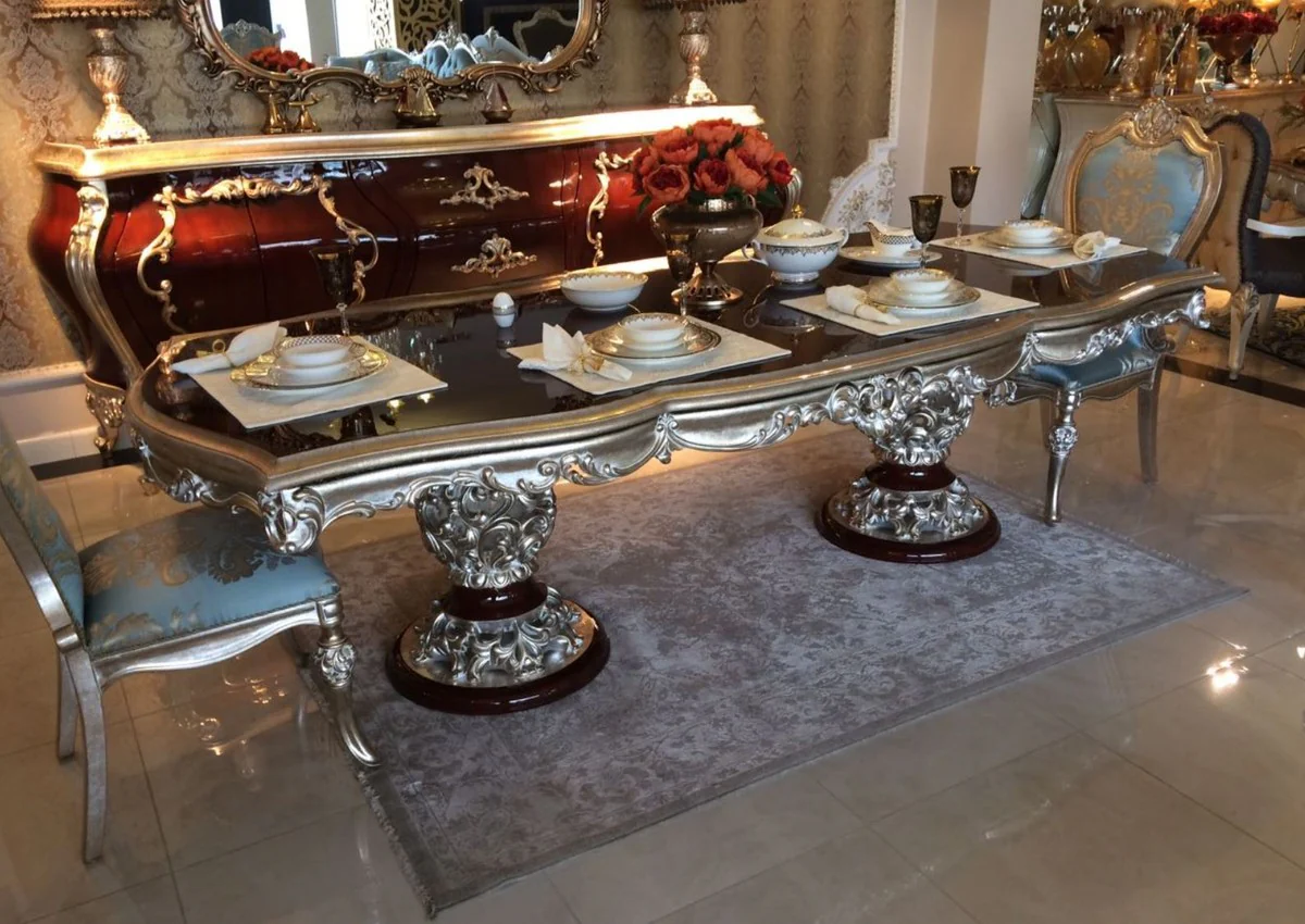 Casa Padrino conjunto de comedor barroco de lujo - 1 Mesa de Comedor y 8 Sillas de Comedor - Muebles de comedor en estilo barroco - Noble y Magn¨ªfico - Calidad de Lujo