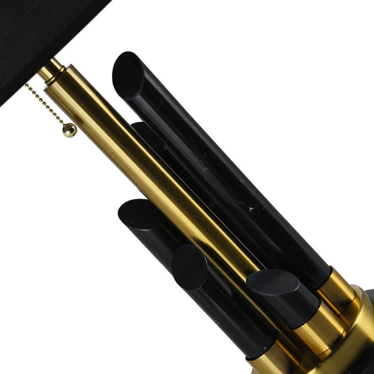 Casa Padrino lámpara de mesa de mármol de lujo negro / oro Ø 38 x A. 68,5 cm - Lámpara de escritorio redonda de mármol con pantalla - Luces de mármol de lujo