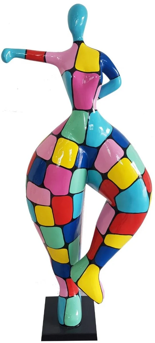 Casa Padrino escultura de diseño mujer haciendo deporte multicolor A. 132 cm - Figura de Decoración - Escultura de Decoración de Jardín - Figura de Jardín de Lujo